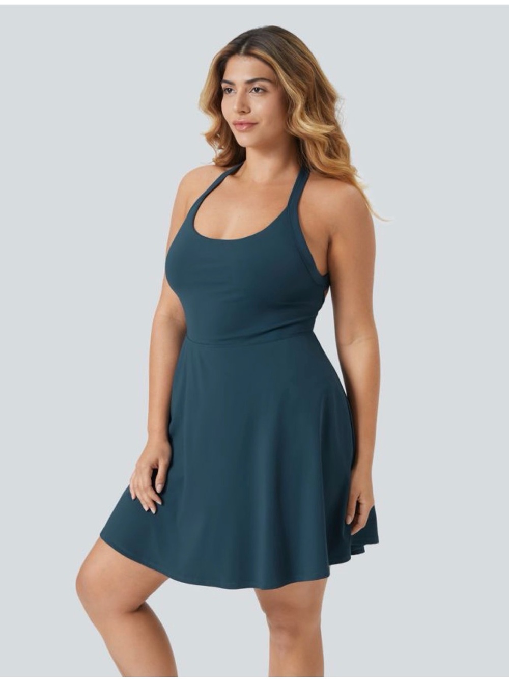Halara Cut Out Pocket 2-in-1 Exercise Plus Size Dress-Easy Peezy size 2X Blue
